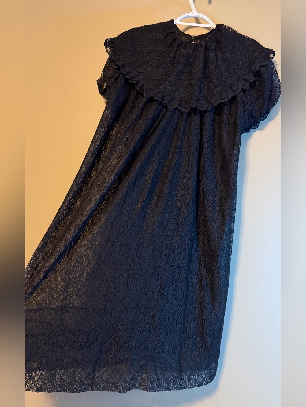 Vintage 70’s Ideal Lingerie Black All Over Lace Whimsigoth Cottagecore Cape - Picture 11 of 13
